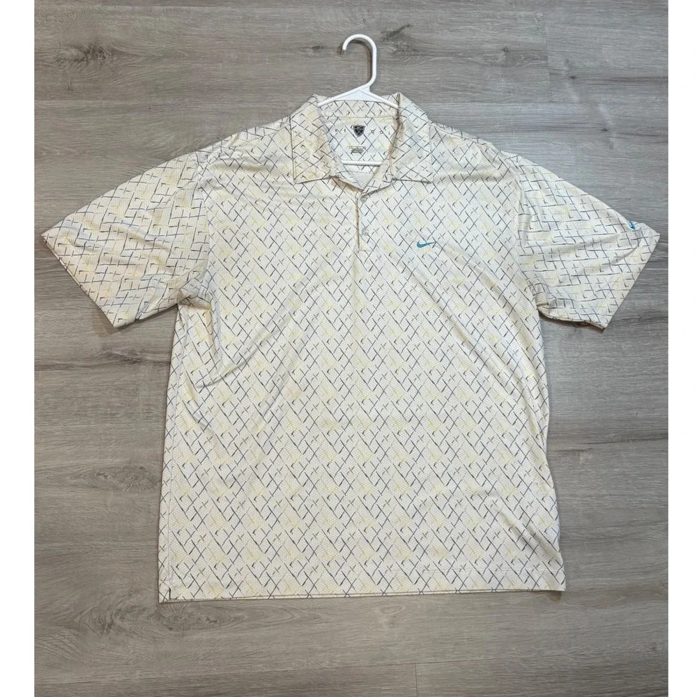 Nike Golf Polo Shirt‎ Dri-Fit Athletic Golfing Patterned Large